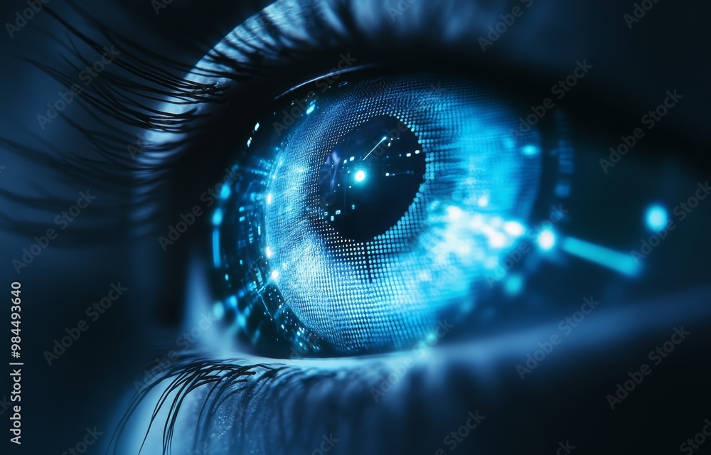 Poster robot eye and brain holograms with circuits