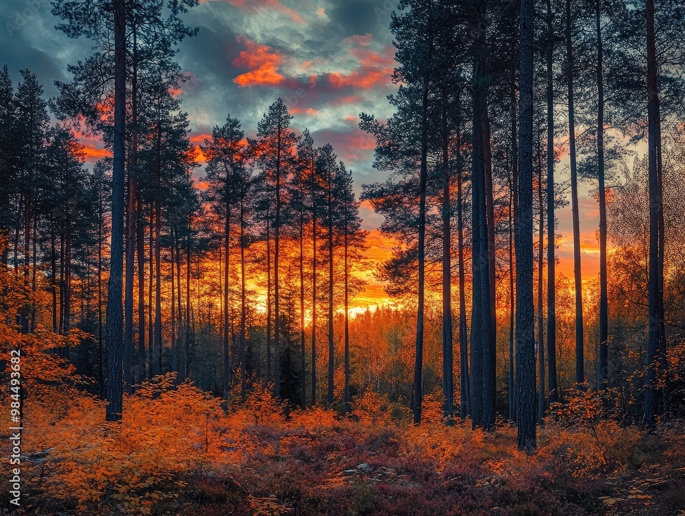 Canvas Prints sunset in the forest