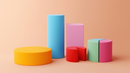 A digital portfolio with 3D pie charts and bar graphs showing asset allocation and diversification across various sectors