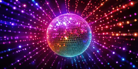 Colorful Disco Ball with Vibrant Light Rays