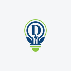 Electric Energy Bulb Logo And Letter D