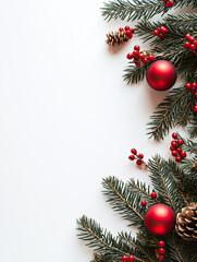 christmas background with fir branches and balls
