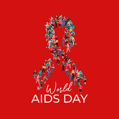 World Aids Day, Aids day creative ads. Design for banner, poster, and 3D Illustration. Social media world post aids day. World AIDS Day, Illustration Of World Aids Day