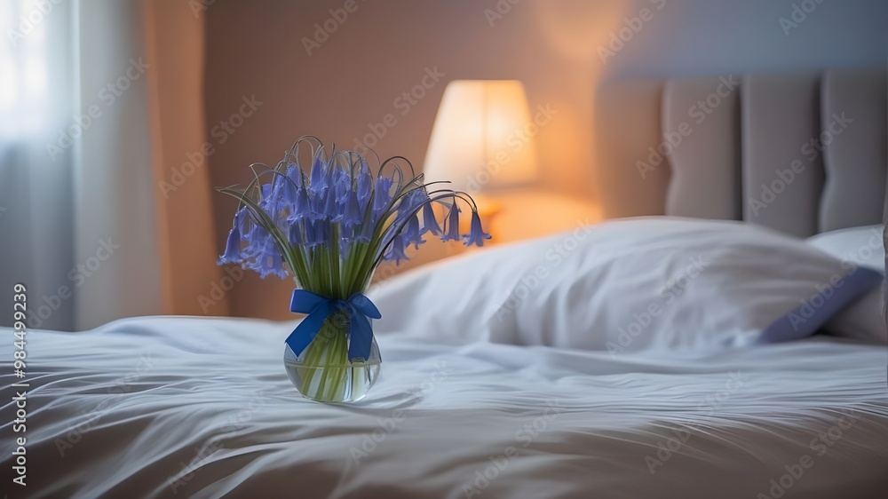 Wall mural bluebell on the bed