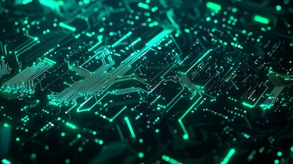 The study of pure mathematics on a high-tech computer interface is isolated on a background of rich emerald color in 32K, full ultra HD, high resolution