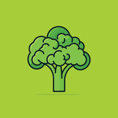 Broccoli flat color illustration. simple Broccoli vector design