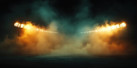 Naklejka premium Dramatic Sports Arena with Fog and Spotlight Effects