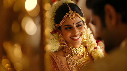 South Indian Bride Trying on a Beautiful Necklace | Traditional Elegance and Bridal Jewelry