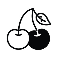 An amazing icon of wild cherries in modern design style, pair of cherries