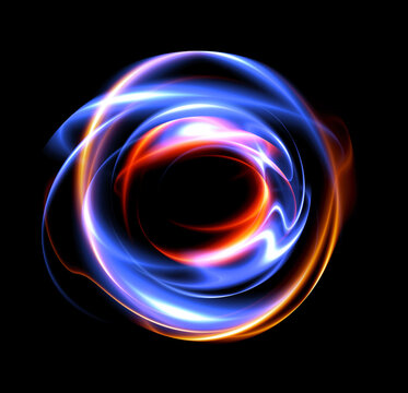 Vivid abstract background. Beautiful swirl trail effect frame. Mystical portal. Bright sphere lens. Rotating lines. Glow ring. Magic ball. Led spiral. Glint lines. Focus place. Illusory flash