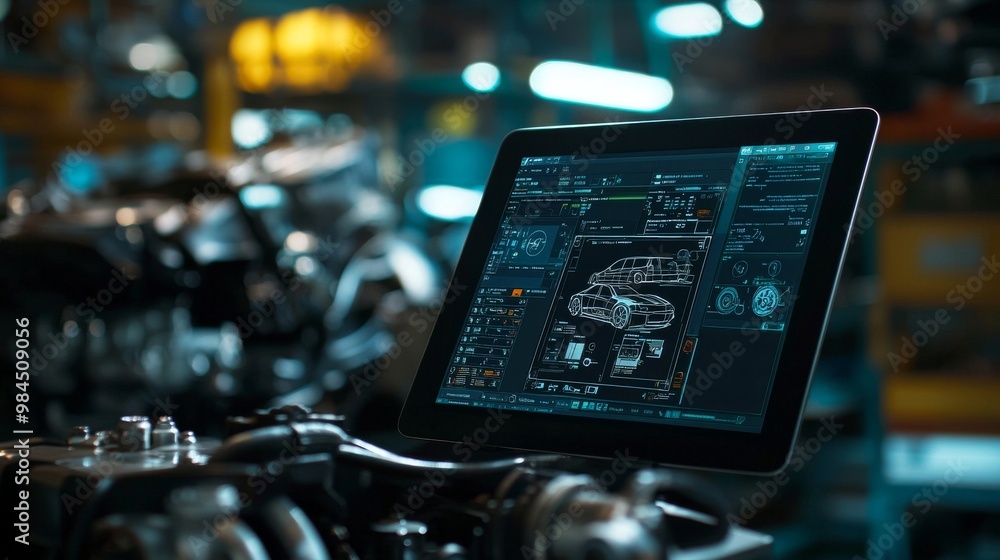 Poster an animation showing the projection of an internal combustion engine is shown in the animation of wi