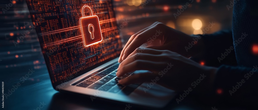 Poster a skilled cyber security professional protects sensitive data through advanced cloud computing and s