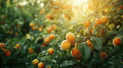 Sunlit Peach Orchard