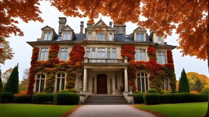 Fototapeta premium mansion with autumn