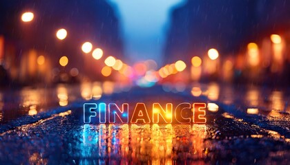 Illuminated Financial Concepts in Urban Night Scene