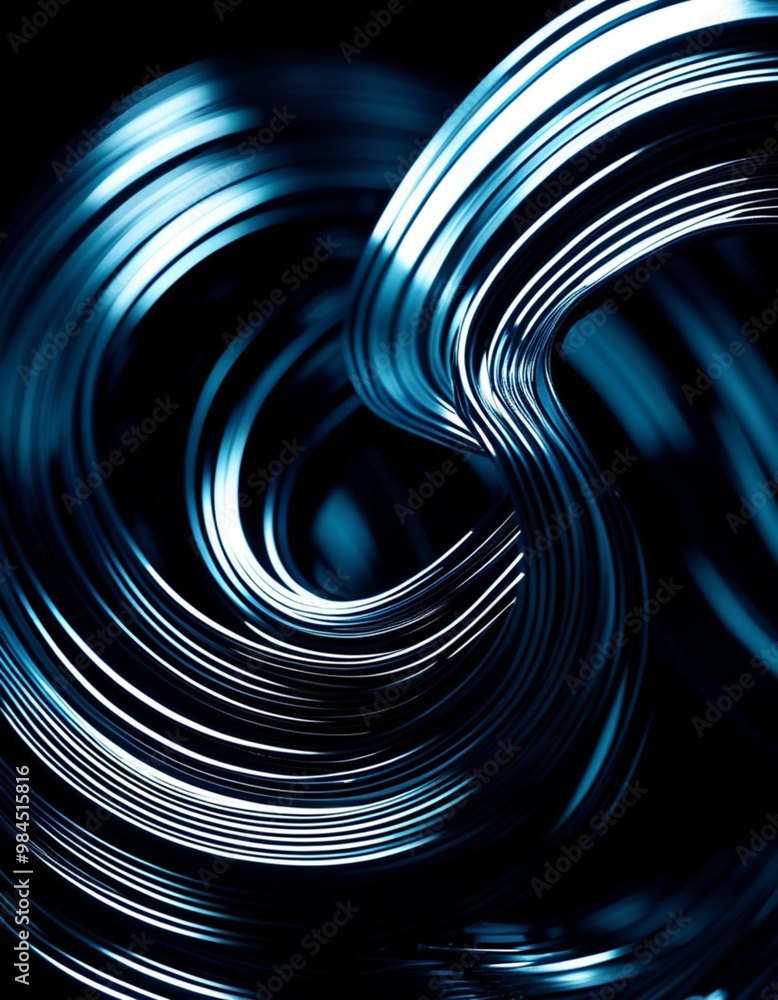 Poster arrangement of smooth gray lines gracefully intertwines against a soft abstract bokeh background, ad