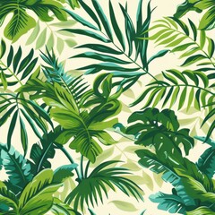tropical plants pattern, green. ai generated