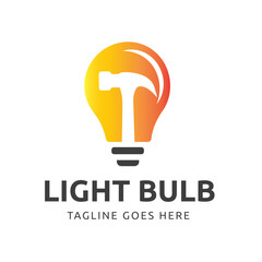 Light Bulb Symbol with Hammer Logo is perfect for Companies in the Construction Sector Vector Illustration Design