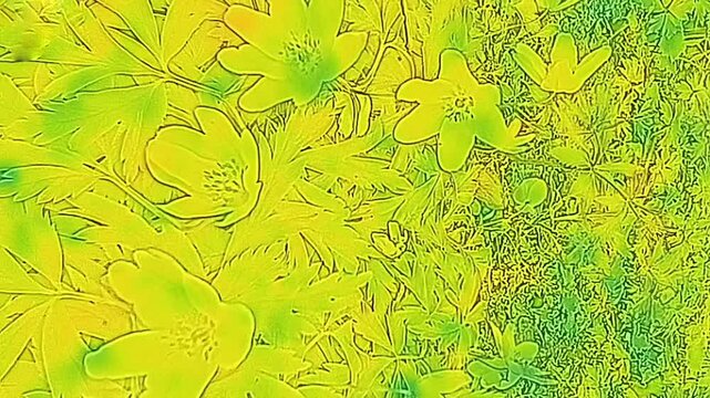 Anemone Asherah. Wildflowers in yellow. From thermal imager device.