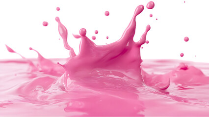 Fototapeta premium Pink paint splashes isolated on a transparent background, PNG 
