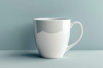 Obraz premium White mug standing on light blue surface