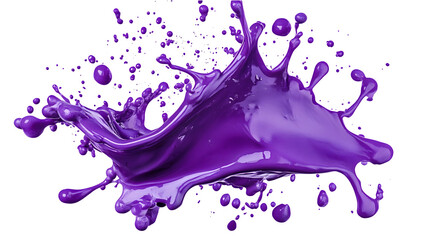 Fototapeta premium Purple paint splashes isolated on a transparent background, PNG 