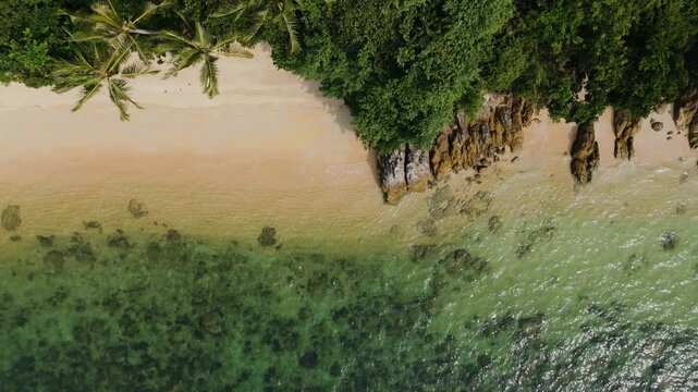 Aerial top down drone footage of the stunning beach Aerial view top-view High Quality Nature Video Landscape Aerial View Beach Sea.