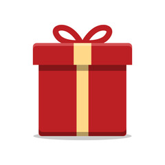 birthday gift vector illustration. red box surprise gift, birthday celebration, special gift package, loyalty gift, annual gift.