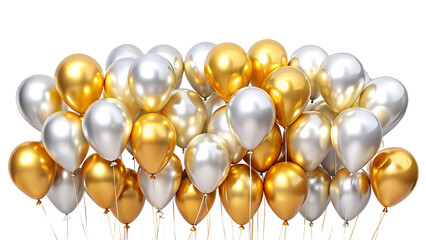 Gold and Silver Balloons on a Transparent PNG Background