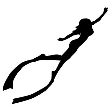recommend clip art: A black silhouette of a woman doing scuba Diver
