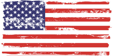 American flag grunge paint texture. USA Flag. Distressed US symbol, United States flag Vector Illustration for Celebration Holiday 4 of July American President Day.