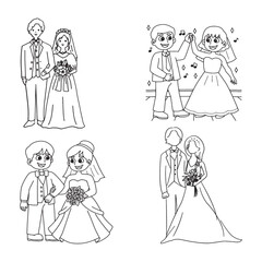 Set of cartoon Wedding couple collection.