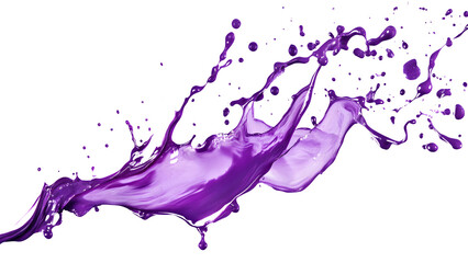 Fototapeta premium Purple paint splashes isolated on a transparent background, PNG 