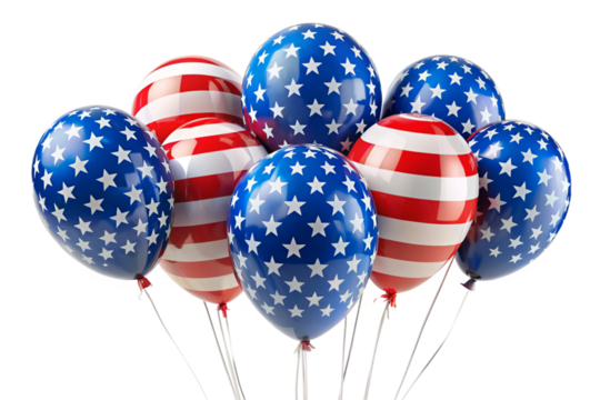 Red, white, and blue patriotic balloons for independence day