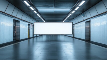 Fototapeta premium Modern Empty Subway Station with Blank Billboard
