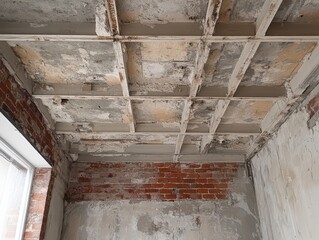Distressed Ceiling with Exposed Brick Wall