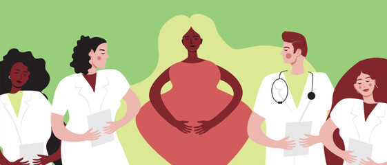 African Woman and Signal for Help with Hand, Flat Vector Stock Illustration for Victims of Domestic Violence