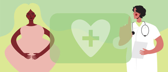 African Woman and Signal for Help with Hand, Flat Vector Stock Illustration for Victims of Domestic Violence