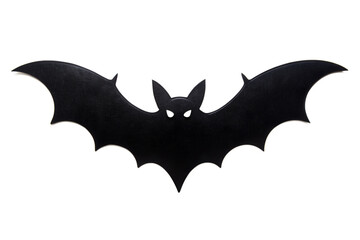 Flying bat silhouette with visible eyes on transparent background