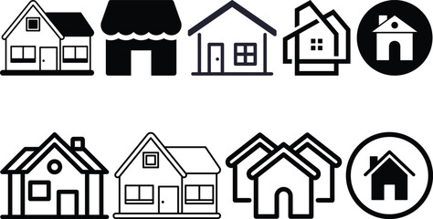 popular house icon set collection