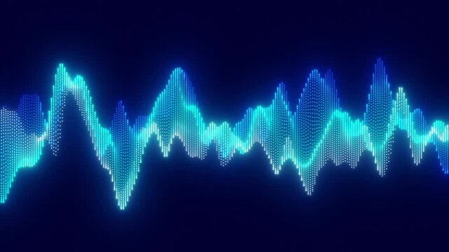 Blue sound wave with music or audio effects. Abstract blue background 