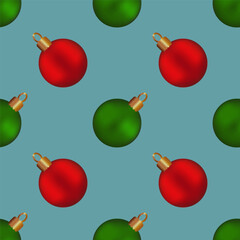 Christmas red green balls blue gray isolated background Minimal composition seamless pattern Winter holiday mood Xmas design template Festive New year decorations Bright template Wrapping paper