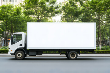 White Delivery Truck with Blank Side Panel | Perfect for Branding and Advertisement Opportunities