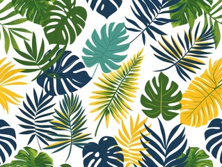 tropical plants pattern, green. ai generated