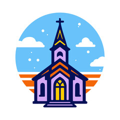 Obraz premium Little Church with Blue Sky Background 