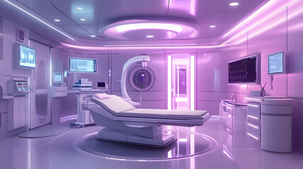 Naklejka premium Contemporary hospital room, tech-driven care with clean ambiance.