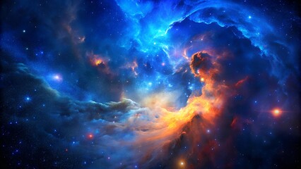 Fototapeta premium Blue nebula clouds in space