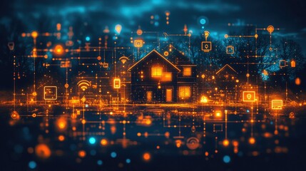 Fototapeta premium A smart home with interconnected electronic devices, controlled via an app