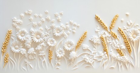 In this arrangement, beautiful wildflowers are arranged against a white background