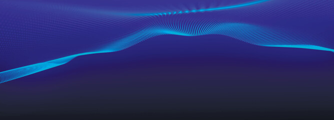 Dynamic wave of glowing points. Futuristic dot wave. Network connection structure. Futuristic background for presentation design. Technology or science banner. 3d Widescreen. Vector illustration